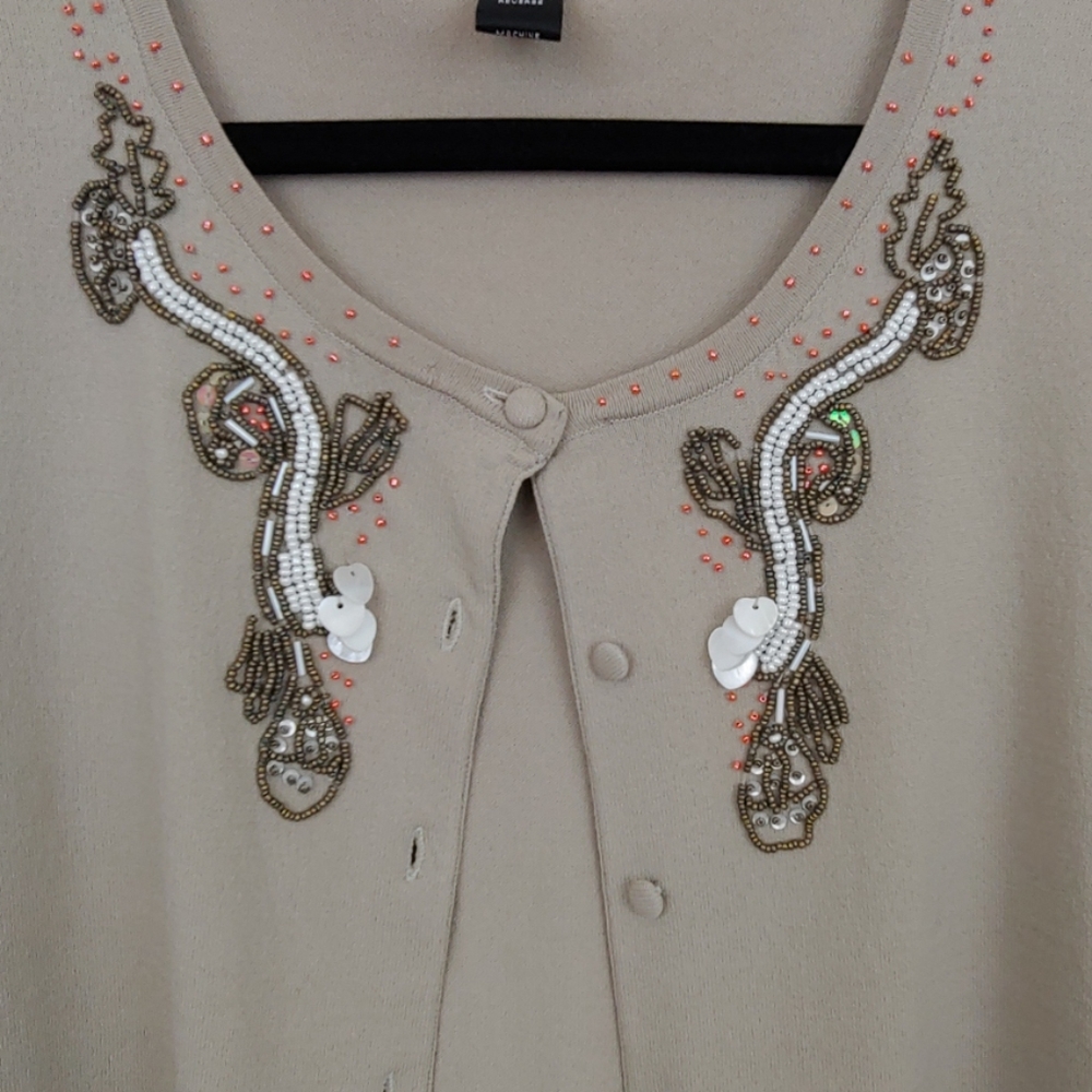 Cable & Gauge Cardigan Tan Sweater Size XL - Picture 2 of 8